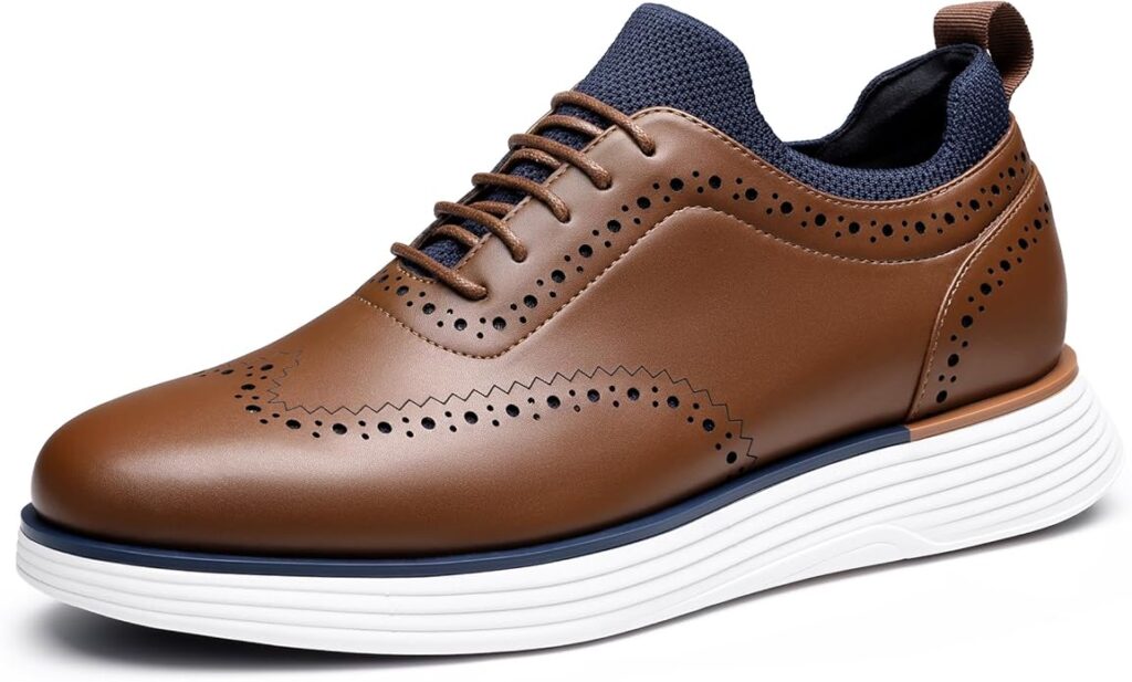 Mens George Brown Hand Painted Calf Leather Lace-Up Derby Brogue Shoes 482126 P15299